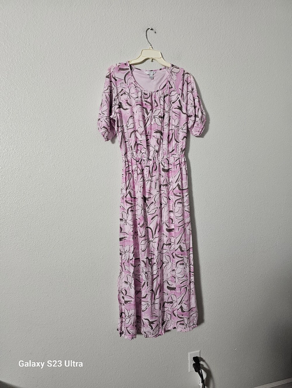Nine West Pink Floral Midi Dress Sz M